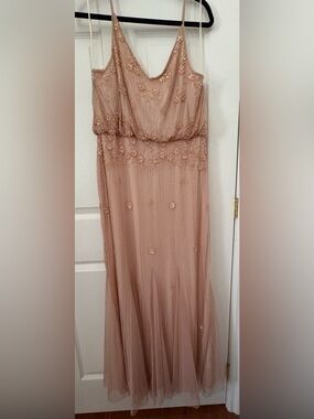 Elegant Blush Pink Embellished Evening Dress